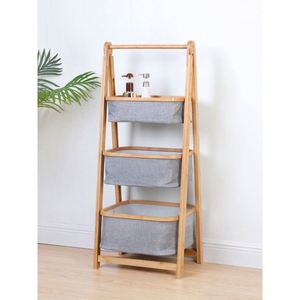 Étagère de rangement en tissu à 3 niveaux, panier organisateur, bac, chambre à coucher, salon, cuisine, gris - Product Image 1