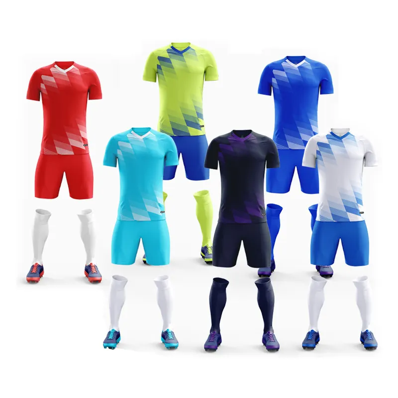 Wholesale Custom Logo Soccer Jersey Summer Football Jersey Set Breathable Sportswear Training Kits For Team Club