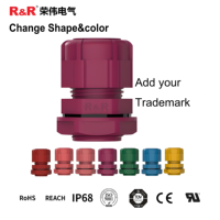 Passe-câbles en nylon scellé IP68 de type PG pour câbles de 4-6 mm, modèle RNCU de la marque R&R, avec filetage M personnalisé, tête de glande en plastique