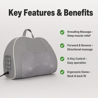 Coussin de massage intelligent multifonctionnel premium avec pétrissage bidirectionnel pour le dos, le cou, les épaules et les jambes, pour la relaxation musculaire