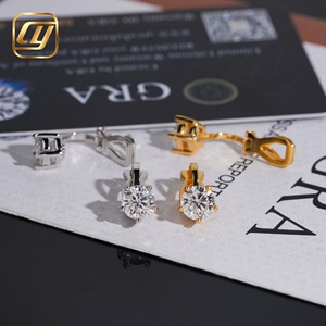 Unisex <b>Small</b> Hoop Clip Earrings 5 Prong Round Moissanite Huggie Earrings S925 <b>Silver</b> VVS Diamond <b>Small</b> Click Hoop Earring - Product Image 5