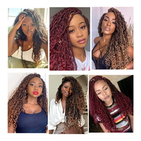 Vente en gros de cheveux synthétiques Afro Kinky Ombre River Faux Locs, cheveux à crocheter pré-bouclés, style Goddess River Faux Locs désordonné pour femmes noires