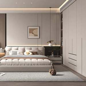 ตู้เสื้อผ้าไม้เมลามีนแบบโมเดิร์นสั่งทำพิเศษ  ชุดตู้เก็บของติดผนังสำหรับห้องนอนและห้องนั่งเล่น - Product Image 6