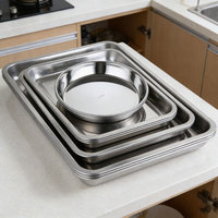 Verstärkter 304 Edelstahl-Teller für Kommerzielles Buffet und BBQ, Langlebiges Hitzebeständiges Umweltfreundliches Serviertablett in Silber/Gold