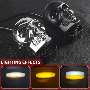 Faro Delantero LED de 3 Pulgadas para Motocicleta, Doble Color, Diseño de Calavera, 2 Lentes, Luz Blanca y Amarilla, Luz Alta y Baja, Lámpara para Motocicleta Todoterreno - Product Image 6