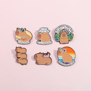 <span class=keywords><strong>Aliexpress</strong></span> New Cute Style Capibala Metal Badge Die <span class=keywords><strong>Cut</strong></span> Combinaison Set Zinc Souvenir Model Capybara Broche Creative Buddha - Product Image 3
