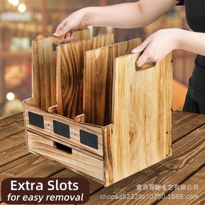 Wooden Desktop <b>File</b> Organizer With <b>Drawers</b> And Blackboard Labels For Office Document Storage Rack Rectangle Standing Type - Product Image 4