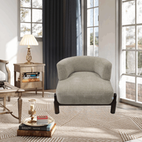 Fauteuil d'appoint moderne en tissu avec pieds en bois d'hévéa, confortable pour salon, chambre ou hôtel