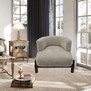 Poltrona Moderna in Tessuto con Gambe in Legno di Gomma, Comoda Sedia Relax per Soggiorno, Camera <span class=keywords><strong>da</strong></span> Letto e Hotel - Product Image 4
