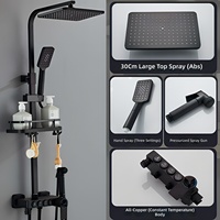 Ensemble de robinetterie de douche murale en laiton poli de luxe avec cartouche céramique, pommeau de douche effet pluie, douchette à main et douchette bidet pour hôtels et villas