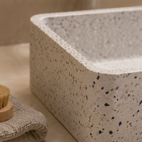 MOHOM Lavabo de salle de bain moderne en béton moulé sur mesure, de luxe, écologique, à trou unique, facile à nettoyer, pour comptoir, 16L