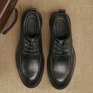 Dress <b>Shoes</b> Men Genuine Leather Oxfords Pointed Toe Lace-up <b>Height</b> <b>Increasing</b> Wedding All Seasons Rubber Outsole - Product Image 3