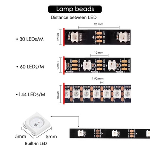 <span class=keywords><strong>Tira</strong></span> de <span class=keywords><strong>LED</strong></span> Direccionable WS2812 WS2812b 5050, 5V RGB, 30LED/M, 60LED/M, 144LED/M, Impermeable IP30 IP65 IP67, <span class=keywords><strong>Tira</strong></span> <span class=keywords><strong>LED</strong></span> 2812 2812b - Product Image 4