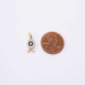 Dije de Pez con Micro Pavé Chapado en Oro de 18k, con Circonitas Azules y Blancas, Colgante de Animal Marino para Fabricación de Joyería DIY, Accesorios de Vida Marina - Product Image 5