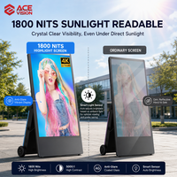 ACEVISION Layar Iklan Luar Ruangan Portabel Bertenaga Baterai 1080P IPS Tahan Sinar Matahari Papan Poster Digital untuk Toko Ritel