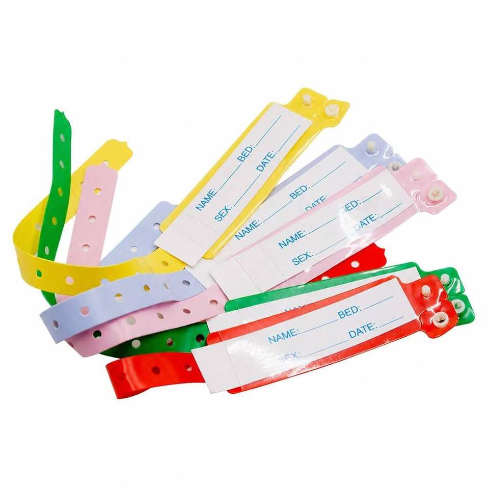 Promotional Solid Color Pvc Insert Card Hospital Barcode Wristbands ...