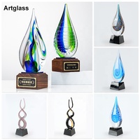 Trophée en verre soufflé à la main en forme de goutte d'eau personnalisé - Jadvertu LJ-2004 Cadeau d'affaires