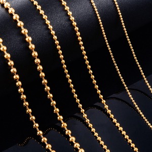 Collier à chaîne à billes rondes en acier inoxydable, couleur or, avec connecteur réglable pour porte-clés et bijoux - Product Image 1