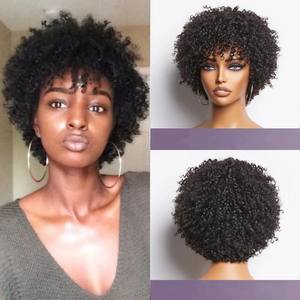 Perruques birmanes brutes cheveux bouclés <span class=keywords><strong>afro</strong></span> crépus sans colle cheveux humains bouclés courts sans dentelle pleine machine perruque faite Aliexpress achats en ligne - Product Image 6