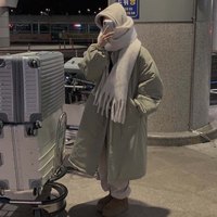 Manteau long matelassé en coton pour femme, style parka chic d'hiver, coupe ample avec cordon de serrage et col montant, chaud et douillet