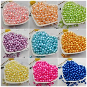Cuentas de imitación de perlas sueltas de plástico ABS perforadas de colores mixtos hechas a mano para zapatos, ropa, sombreros y accesorios de joyería - Product Image 3
