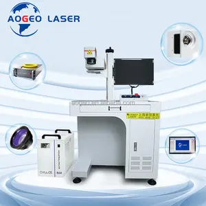 Máquina de marcado láser UV AOGEO de 5W y máquina de grabado láser, soporte de tela de papel de plástico y vidrio, máquina de marcado láser de fibra AOC