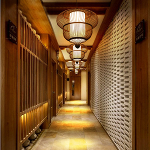 Lámpara Colgante Redonda de Bambú Tejido, E27 LED, Iluminación para Hoteles y Restaurantes, Estilo del Sudeste Asiático - Product Image 2