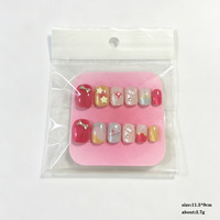 Vente en gros de faux ongles 3D carrés réutilisables de haute qualité, motifs variés et mignons, 10/12 pièces, pour enfants, à coller