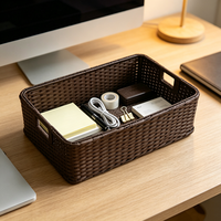 Panier de rangement écologique en rotin PP tressé avec poignées, gain de place, étanche, pour fruits et légumes, idéal pour comptoir de cuisine