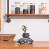 Nordique Simple personnalité noir résine pierre flottant lévitation magnétique intérieur extérieur bureau à domicile bonsaï Pots pour plantes