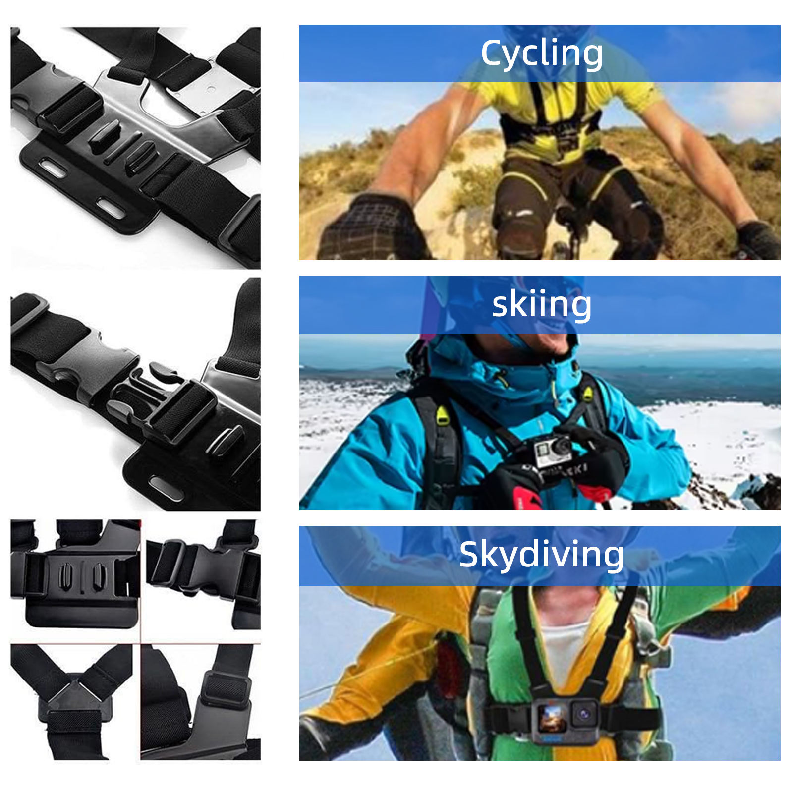 Hongdak Accessory Adjustable Chest Mount Harness Chest Strap Belt for Go Pro Hero 9 8 7 6 5 4 Yi 4K Sjcam Sj4000 Sport Camera