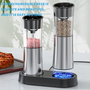 Ensemble moulin à sel et poivre électrique en plastique rechargeable par USB, grande capacité, réglable, avec moulin à sel et moulin à maïs en céramique – Vente chaude - Product Image 3