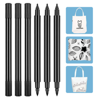 Marqueurs permanents à double pointe pour vêtements, stylos à peinture noirs pour décoration de tissu, marqueurs pour chaussures de t-shirts (pinceau et pointe fine)