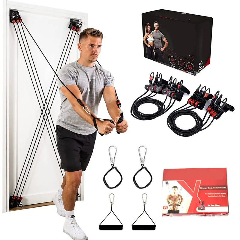 Sistema de entrenamiento de cuerpo completo para gimnasio en casa, cordones de alimentación de resistencia para puerta, con Factor X