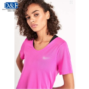 Séchage rapide O Cou Femmes Yoga Top Lâche À Manches Courtes Chemise De Sport Avant Logo Jersey Tissu - Product Image 1