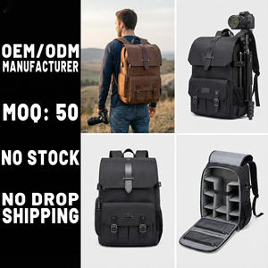 Professioneller Leder-Kamerarucksack mit Laptopfach, Maßgefertigte Kameratasche für DSLR, SLR und Spiegellose Kameras - Product Image 1