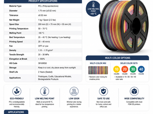 Filament PCL 1,75 mm à basse température, biodégradable, souple, en lots multicolores, directement de l'usine, pour imprimante 3D Creality - Product Image 6