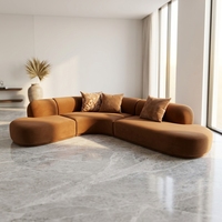 Luxuriöses Modernes Dreisitzer-Ecksofa mit Kurve, Samt-Bezug, Hochdichter Schaumstoff, Modulares Design für Villa und Hotel