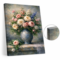 Vase vintage en argent, nature morte florale, art mural encadré or, échantillons OEM ODM prêts en moins d'une journée