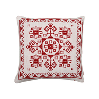 Housse de coussin décorative festive en tricot doux et agréable pour la peau, motif flocon de neige rouge, amovible et lavable, pour canapé, idéale pour l'hiver