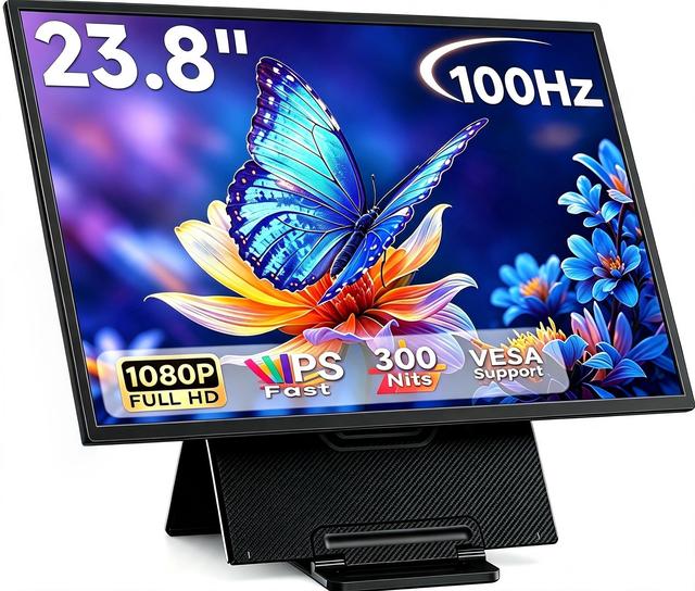 23.8 Inch Portable Monitor for Laptop 100Hz FHD 1080P IPS External Monitor HDR Large Second Screen With USB-C VESA for PC PS5