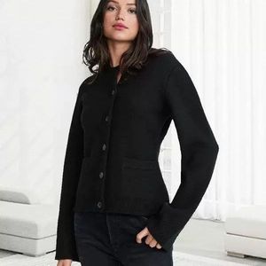 Cárdigan de punto de mezcla de lana con cuello en V, estilo casual, de exportación, para otoño-invierno, con botones frontales y cintura cómoda, antipilling. - Product Image 3