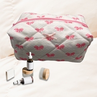 Nouvelle Trousse de Toilette et Cosmétiques Pliable en Velours Côtelé à Motif Floral Grande Taille Portable pour l'Été 2024