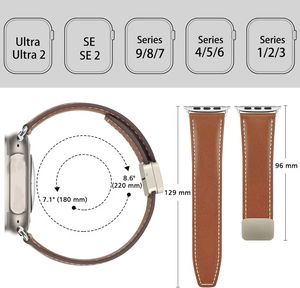 <span class=keywords><strong>Correa</strong></span> de Reloj de Repuesto de Cuero Genuino Transpirable con Cierre Magnético para <span class=keywords><strong>Apple</strong></span> <span class=keywords><strong>Watch</strong></span> Ultra 1 2 Series 11 10 9 8 7 SE 6 5 4 - Product Image 2