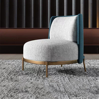 Odern-sofá individual sin brazos de lujo, mueble de tela de hotel con patas de acero inoxidable