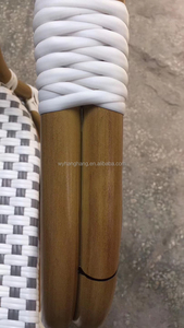 Chaise de jardin d'extérieur empilable en rotin, osier, aluminium, bambou et canne, avec accoudoirs, pour terrasse, balcon, piscine, bistrot, café et salle à manger, modèle Florida - Product Image 2