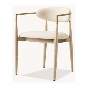 Sedia da Pranzo RH ARNO in Tessuto, Struttura in Legno Chiaro con Dettagli Dorati, Stile Scandinavo Moderno, Seduta Imbottita Confortevole - Product Image 6
