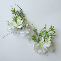 2634 Boutonnière et corsage de poignet de style bohème en tissu, fabriqué en Chine, idéal pour les événements professionnels, les séances photo en studio et les accessoires de mariée