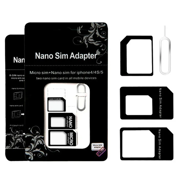 Kit d'adaptateur de carte SIM Micro à Nano, support de plateau de carte SIM pour accessoires de téléphone 4 pièces/ensemble