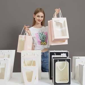 Sac fourre-tout transparent style Ins avec fenêtre, emballage de bouquet de fleurs pour fleuriste, sac cadeau d'anniversaire, sac cadeau en papier pour la Saint-Valentin - Product Image 1